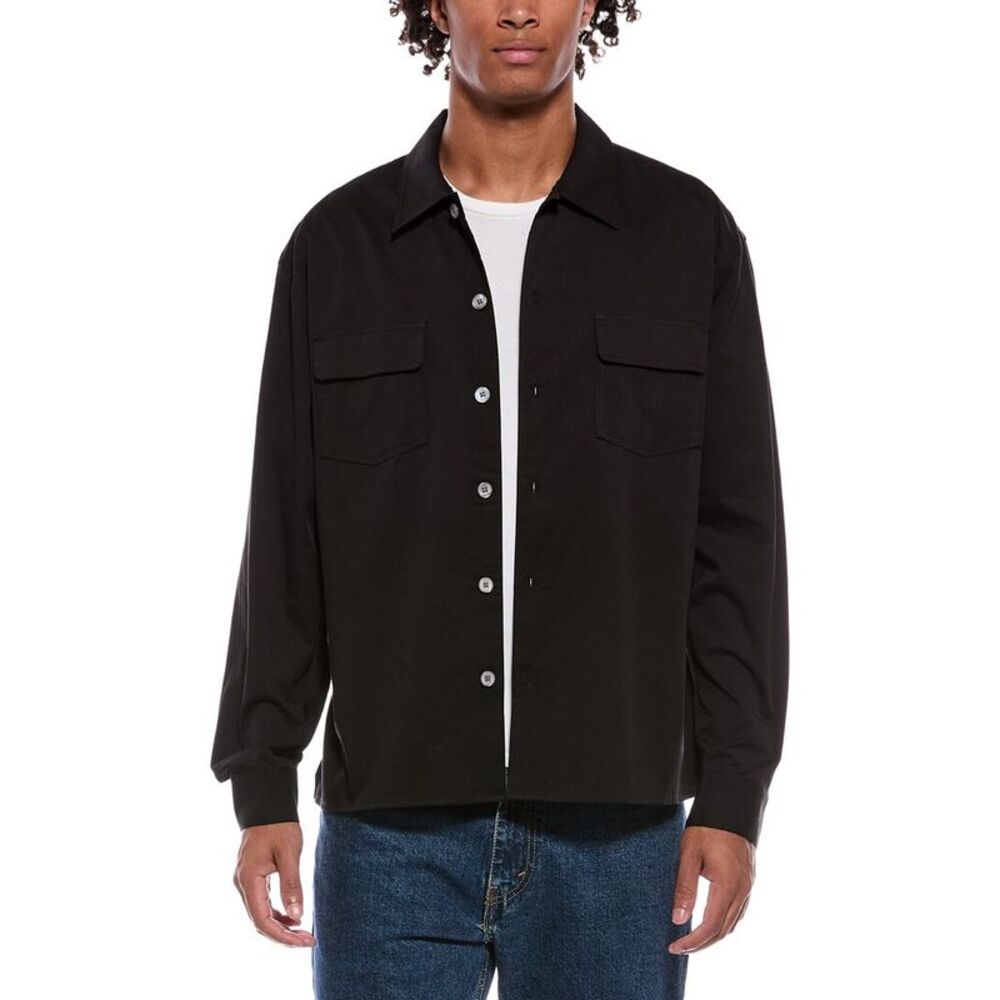Frame Denim Mens Frame Double Pocket Overshirt, Black